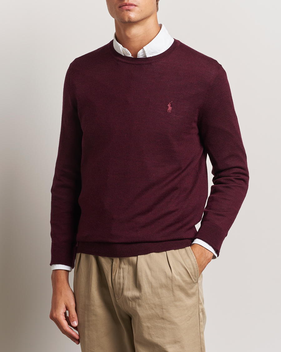 Men | Sweaters & Knitwear | Polo Ralph Lauren | Merino Crew Neck Pullover Aged Wine Heather