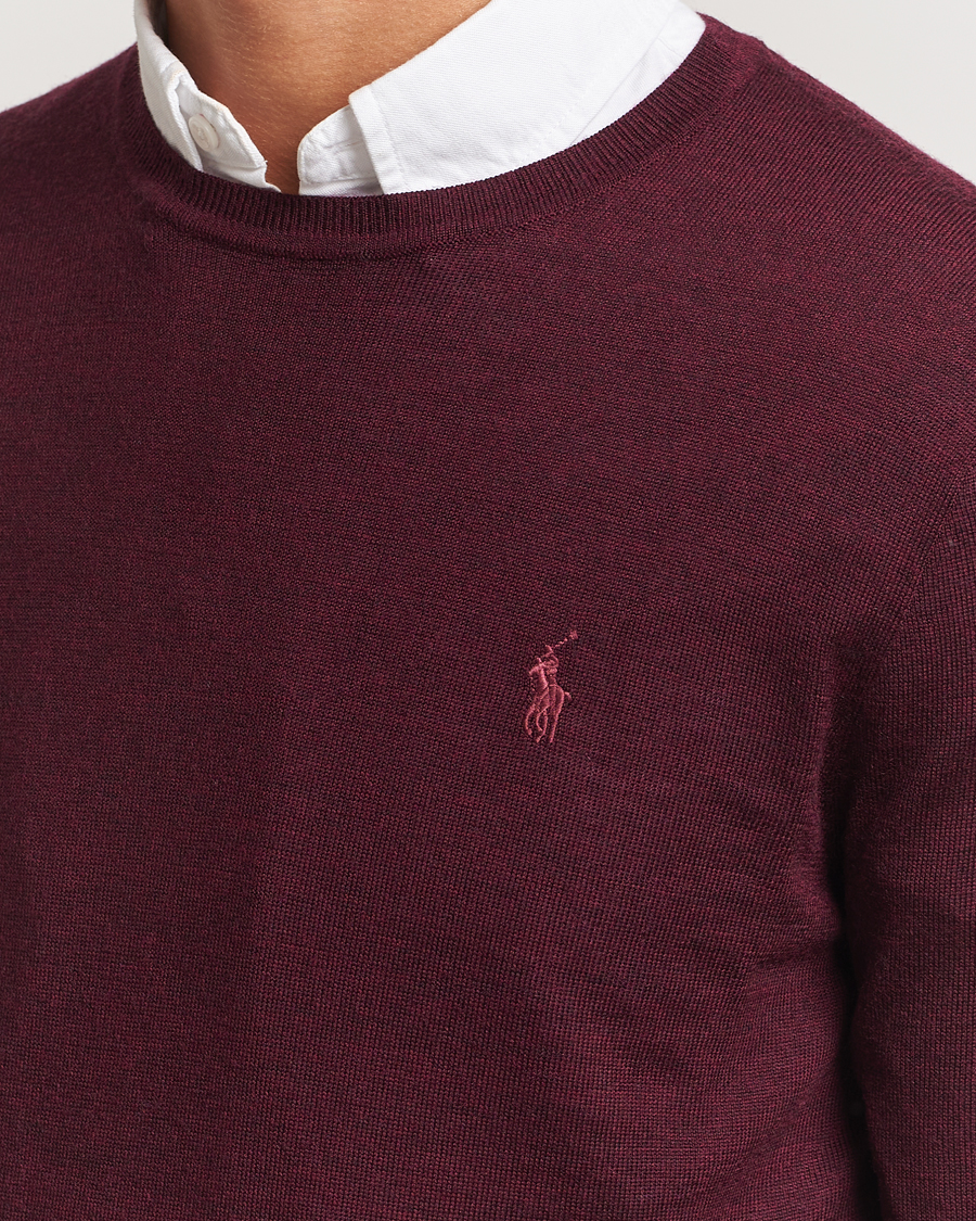 Men | Sweaters & Knitwear | Polo Ralph Lauren | Merino Crew Neck Pullover Aged Wine Heather