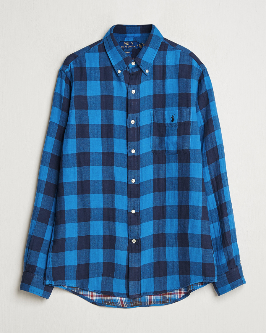 Men | Shirts | Polo Ralph Lauren | Double Face Custom Fit Check Shirt Royal/Black