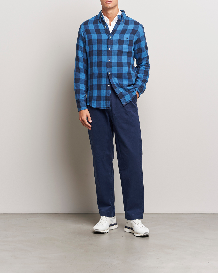 Men | Shirts | Polo Ralph Lauren | Double Face Custom Fit Check Shirt Royal/Black
