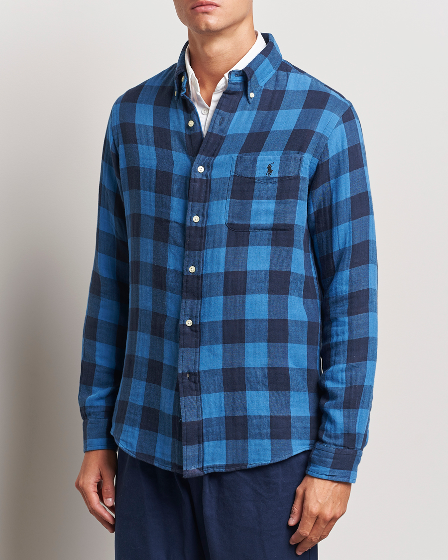 Men | Shirts | Polo Ralph Lauren | Double Face Custom Fit Check Shirt Royal/Black