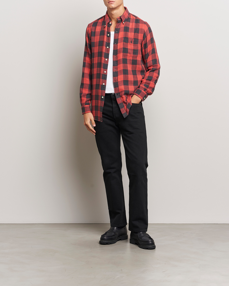 Men | Shirts | Polo Ralph Lauren | Double Face Custom Fit Check Shirt Red/Black
