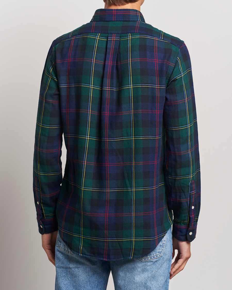 Men | Shirts | Polo Ralph Lauren | Custom Fit Double Faced Checked Shirt Green/Indigo