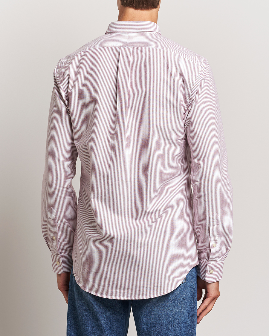 Men | Shirts | Polo Ralph Lauren | Slim Fit Striped Oxford Shirt Wine/White