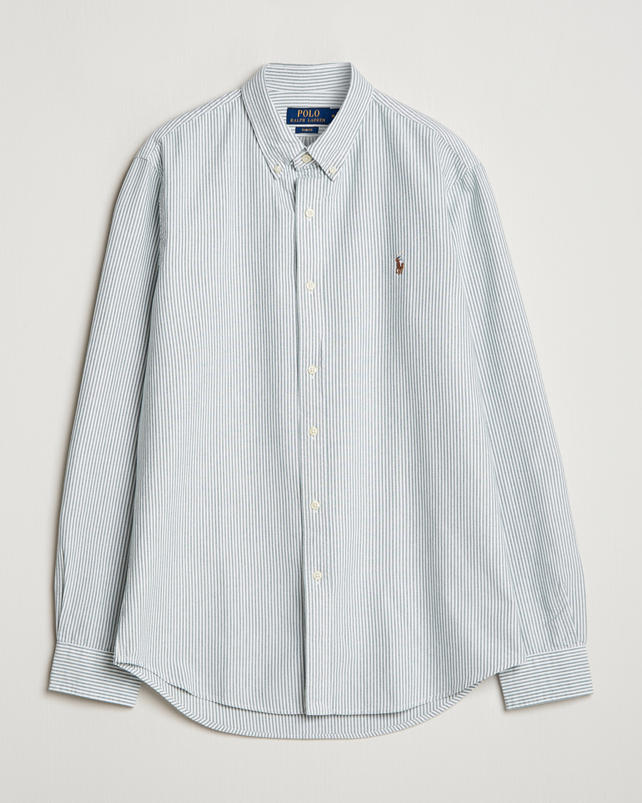 Men | Shirts | Polo Ralph Lauren | Slim Fit Striped Oxford Shirt Green/White