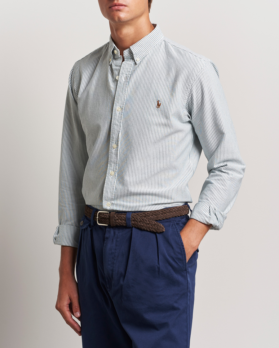 Men | Shirts | Polo Ralph Lauren | Slim Fit Striped Oxford Shirt Green/White