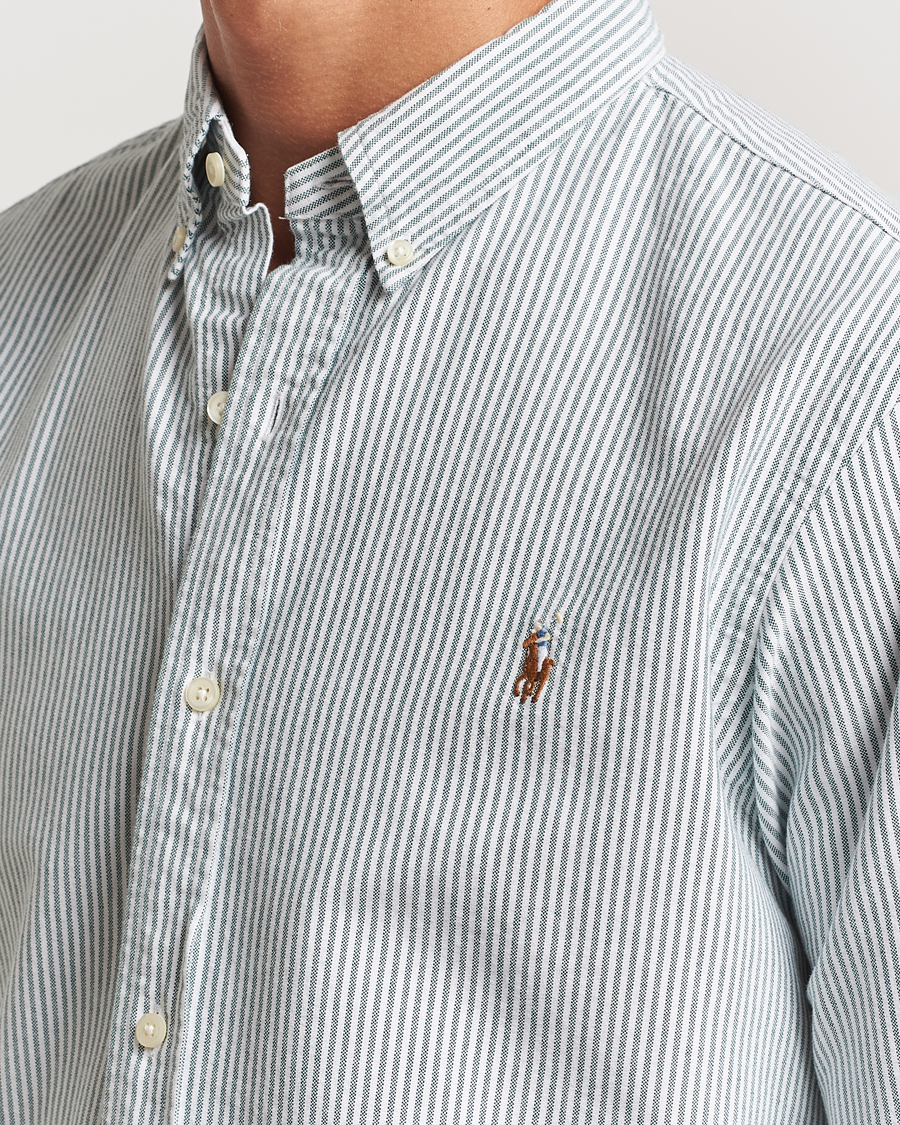 Men | Shirts | Polo Ralph Lauren | Slim Fit Striped Oxford Shirt Green/White
