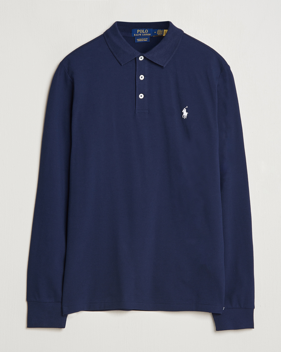 Men | Sweaters & Knitwear | Polo Ralph Lauren | Custom Slim Fit Long Sleeve Polo Refined Navy