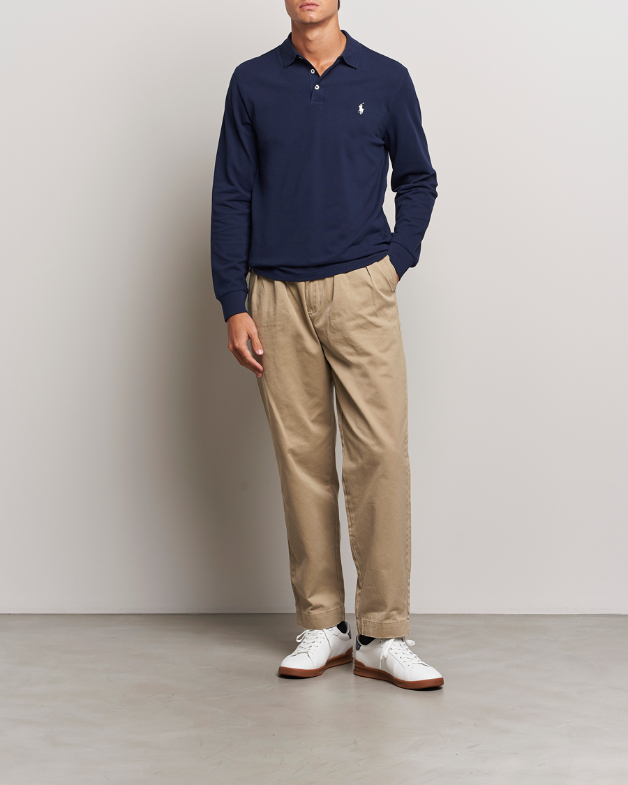 Men | Sweaters & Knitwear | Polo Ralph Lauren | Custom Slim Fit Long Sleeve Polo Refined Navy