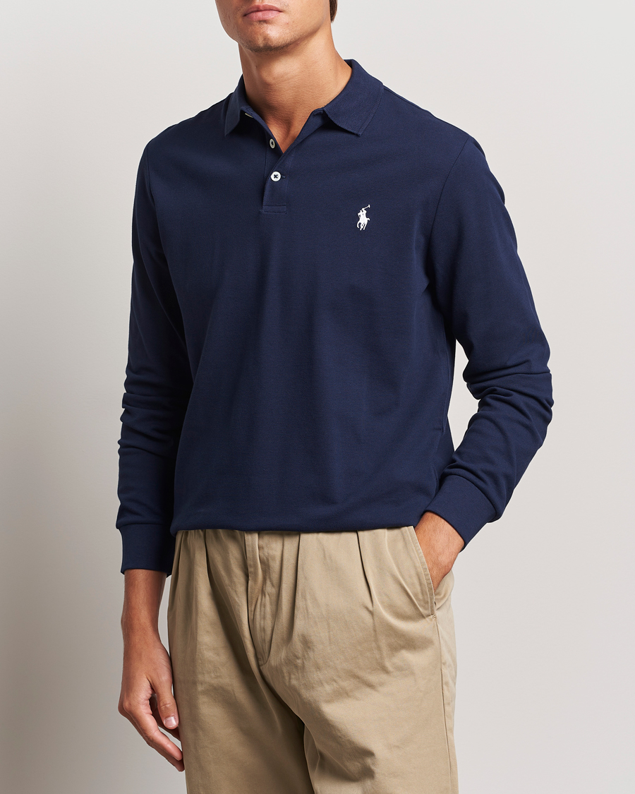 Men | Sweaters & Knitwear | Polo Ralph Lauren | Custom Slim Fit Long Sleeve Polo Refined Navy