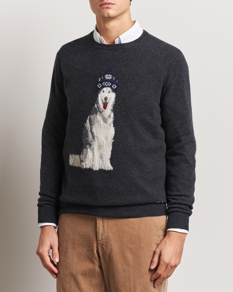 Men | Sweaters & Knitwear | Polo Ralph Lauren | Holiday Dog Cashmere Sweater Dark Granite Heather
