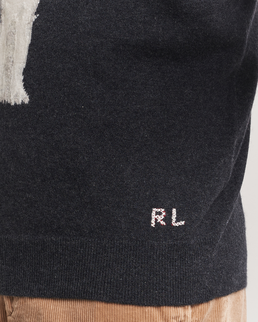 Men | Sweaters & Knitwear | Polo Ralph Lauren | Holiday Dog Cashmere Sweater Dark Granite Heather