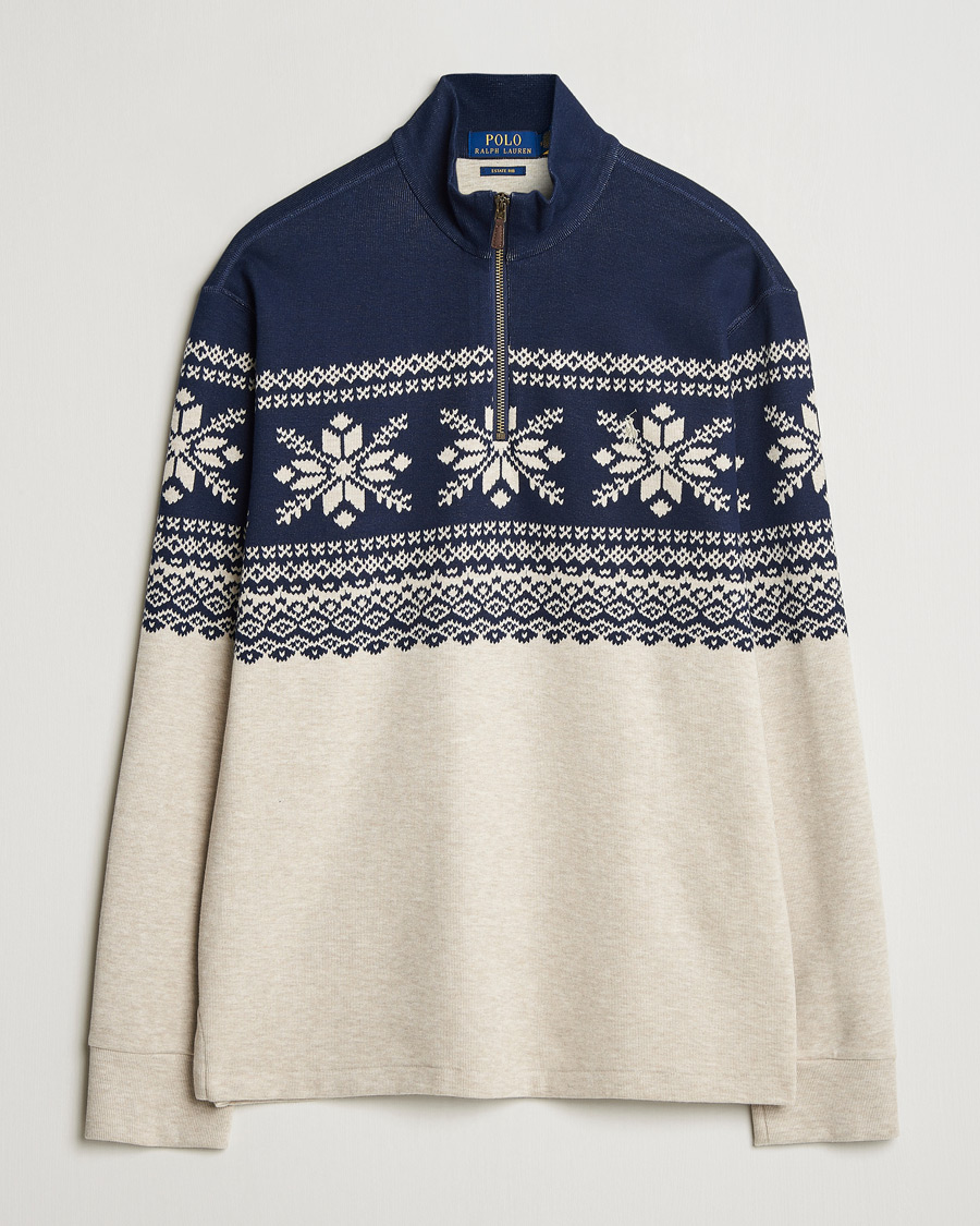 Men | Sweaters & Knitwear | Polo Ralph Lauren | Half-Zip Fairisle Sweater Andres Geomatric Navy