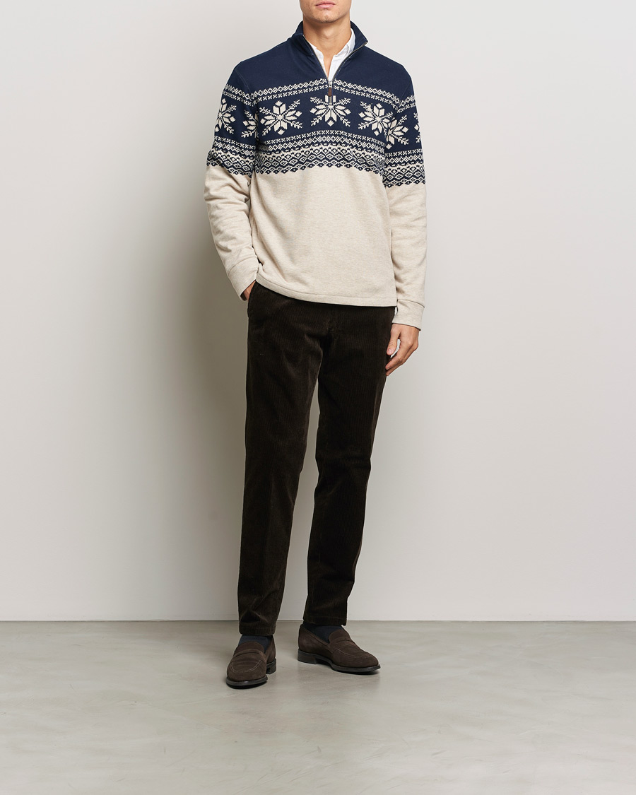 Men | Sweaters & Knitwear | Polo Ralph Lauren | Half-Zip Fairisle Sweater Andres Geomatric Navy