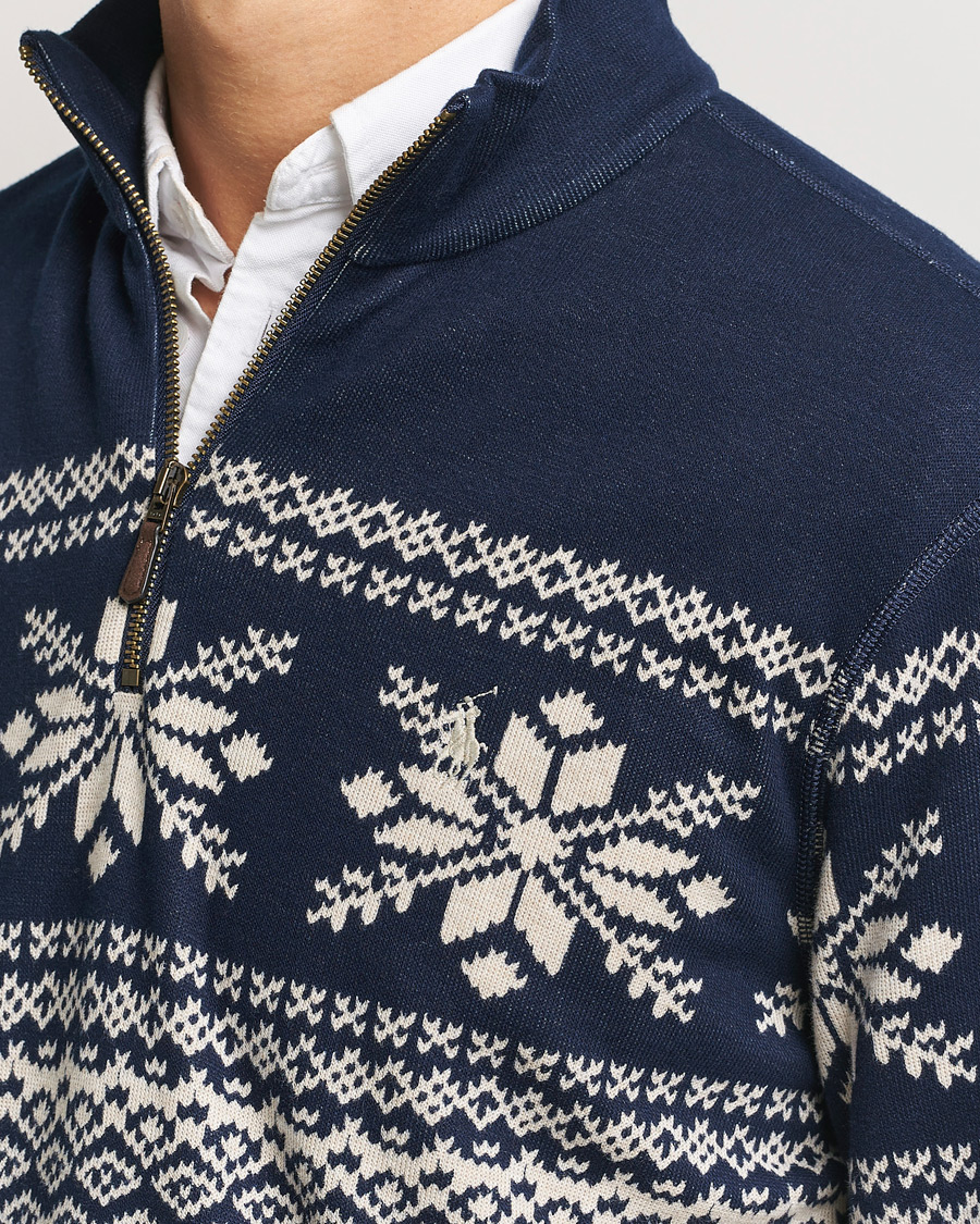 Men | Sweaters & Knitwear | Polo Ralph Lauren | Half-Zip Fairisle Sweater Andres Geomatric Navy