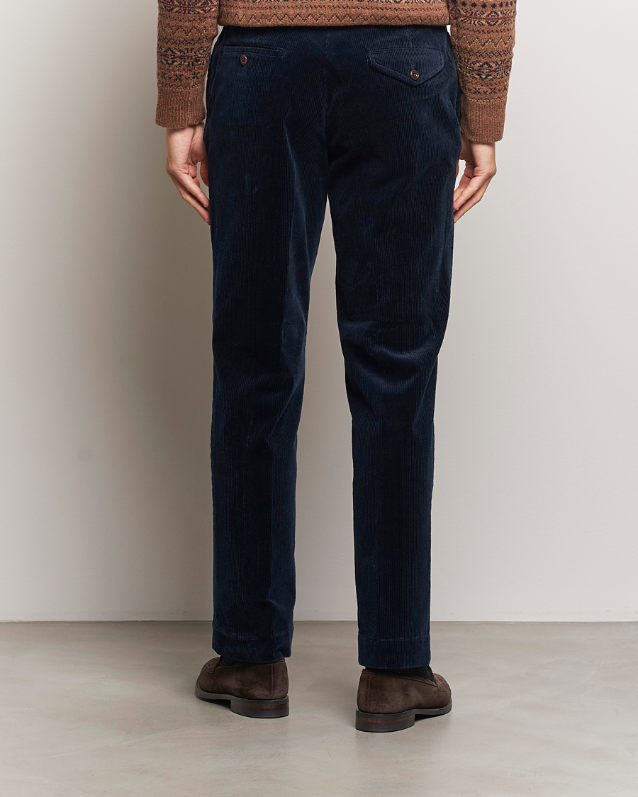 Men | Trousers | Polo Ralph Lauren | Corduroy Pleated Trousers Aviator Navy