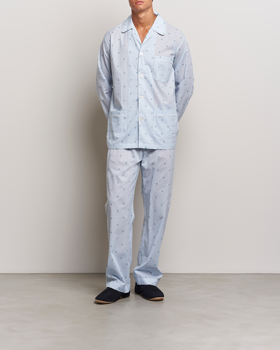 Men | Pyjamas & Robes | Derek Rose | Piped Cotton Pyjama Set Blue
