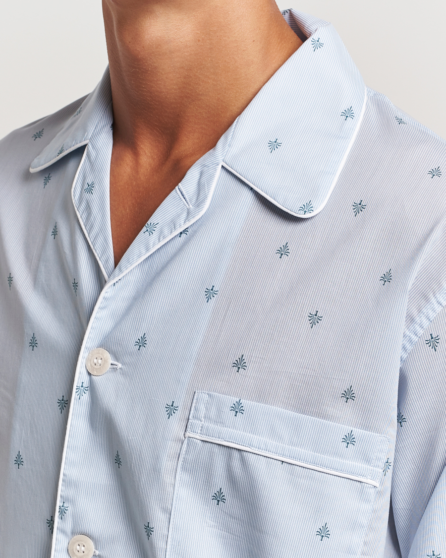 Men | Pyjamas & Robes | Derek Rose | Piped Cotton Pyjama Set Blue