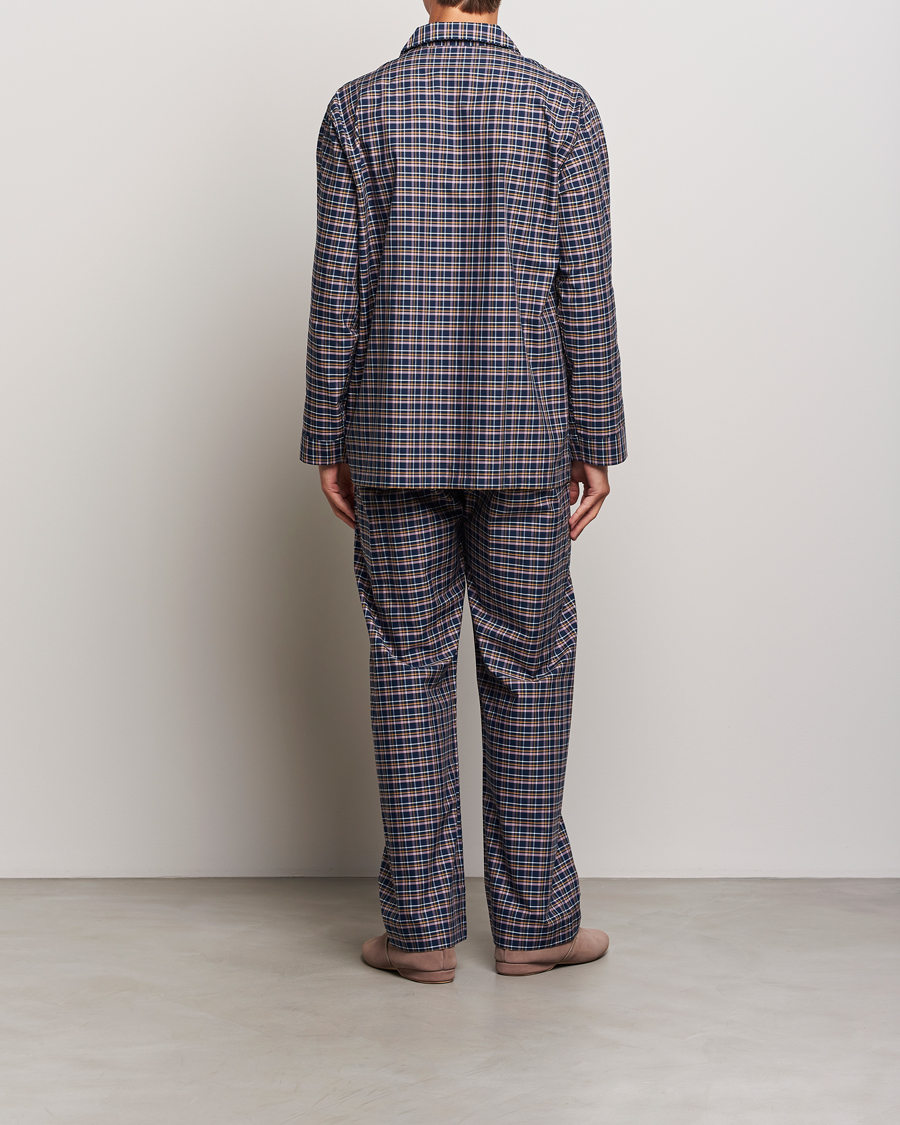Men | Derek Rose Cotton Checked Pyjama Set Navy | Derek Rose | Cotton Checked Pyjama Set Navy