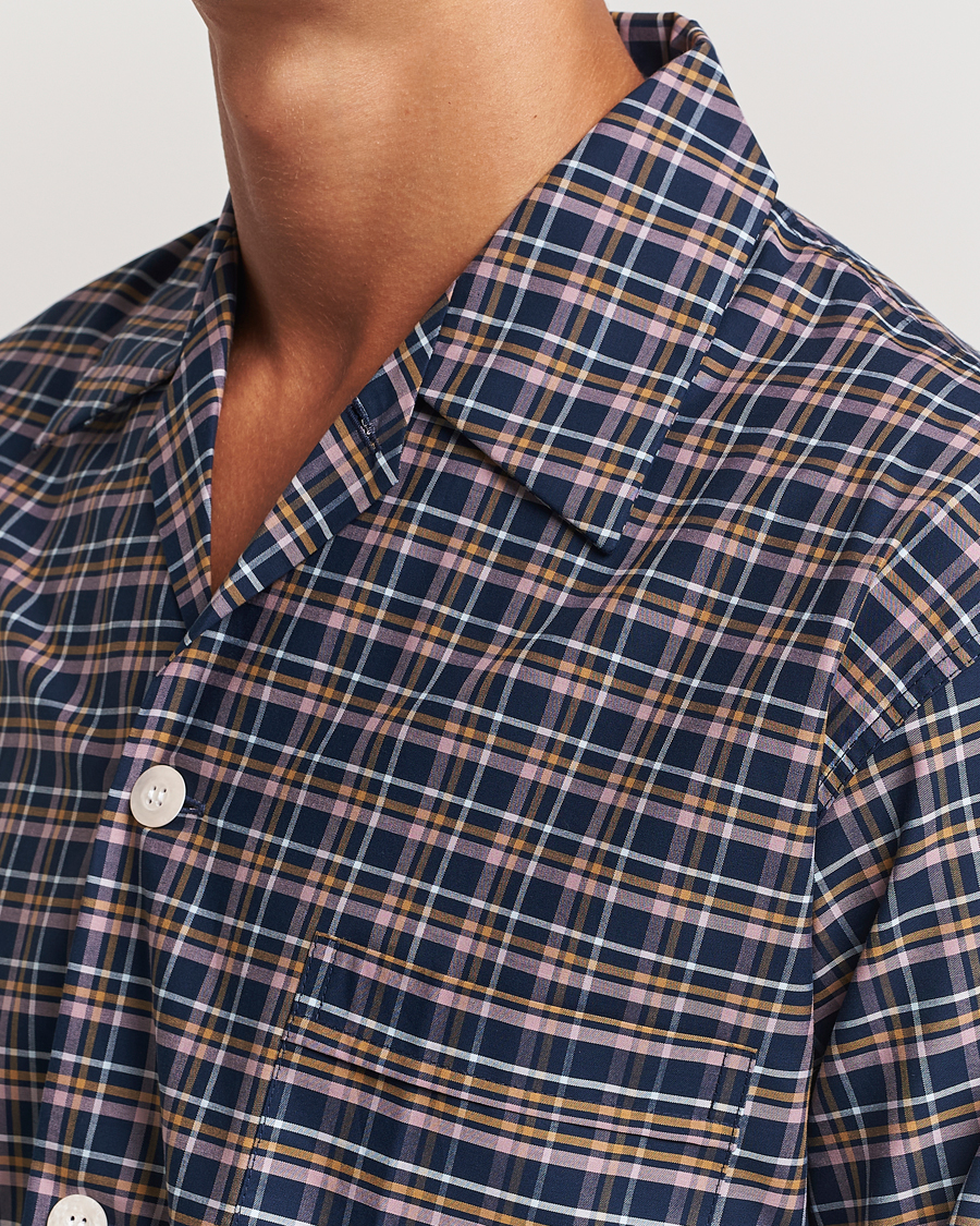 Men | Derek Rose Cotton Checked Pyjama Set Navy | Derek Rose | Cotton Checked Pyjama Set Navy