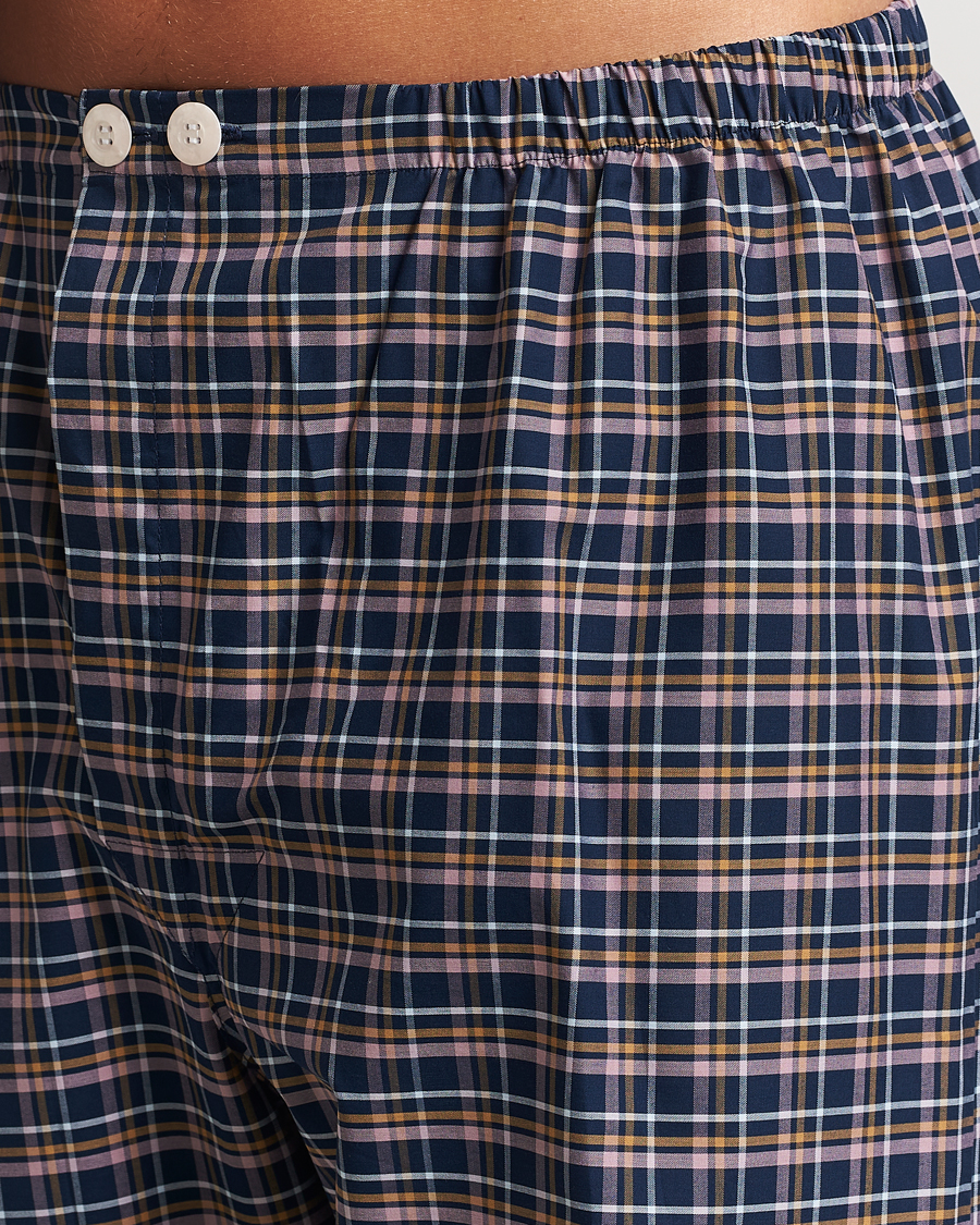 Men | Derek Rose Cotton Checked Pyjama Set Navy | Derek Rose | Cotton Checked Pyjama Set Navy