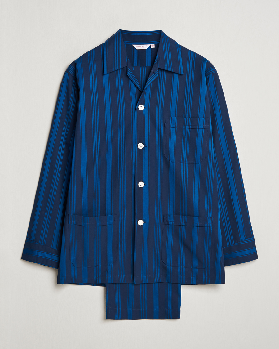 Men | Derek Rose Striped Cotton Pyjama Set Navy | Derek Rose | Striped Cotton Pyjama Set Navy
