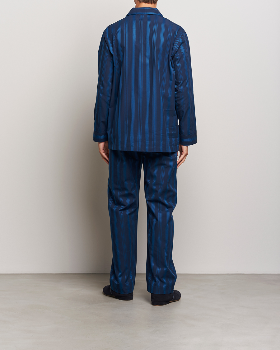 Men | Derek Rose Striped Cotton Pyjama Set Navy | Derek Rose | Striped Cotton Pyjama Set Navy