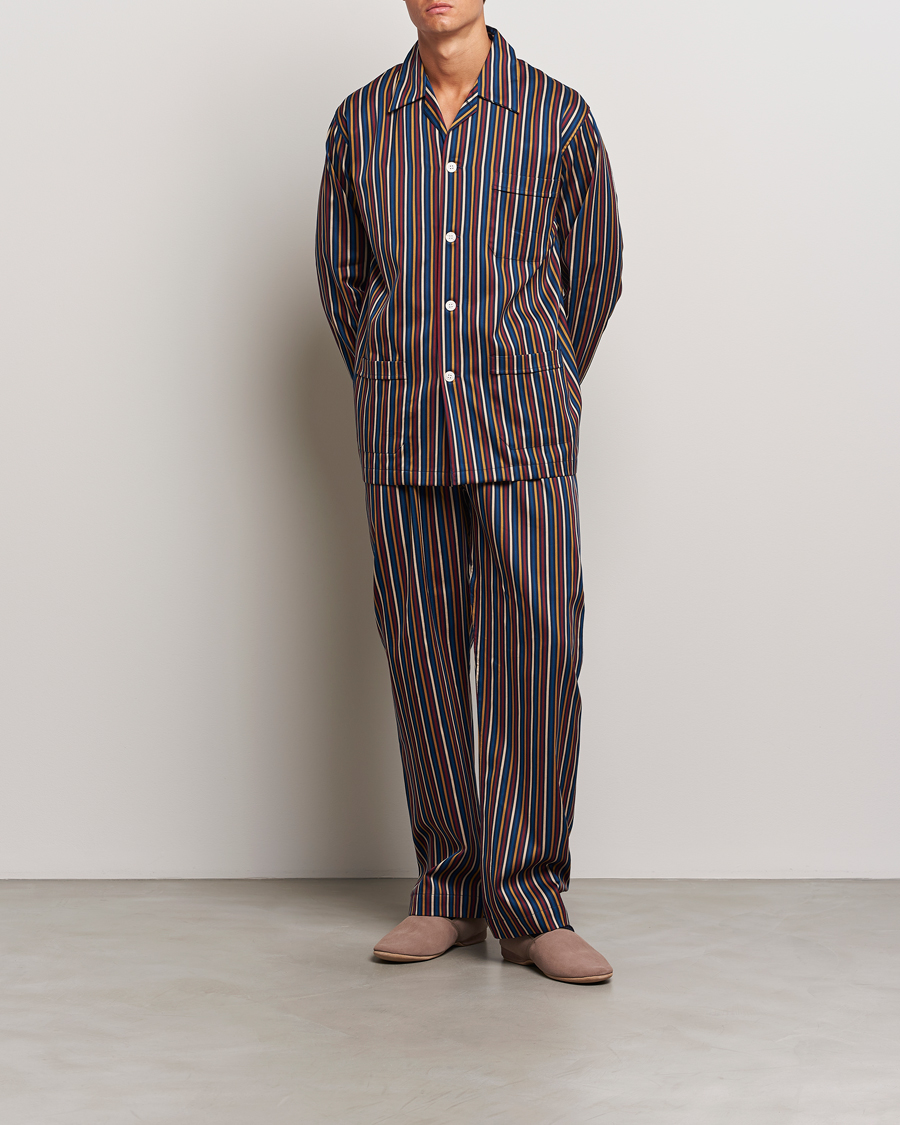 Men | Derek Rose Striped Cotton Pyjama Set Navy | Derek Rose | Striped Cotton Pyjama Set Navy