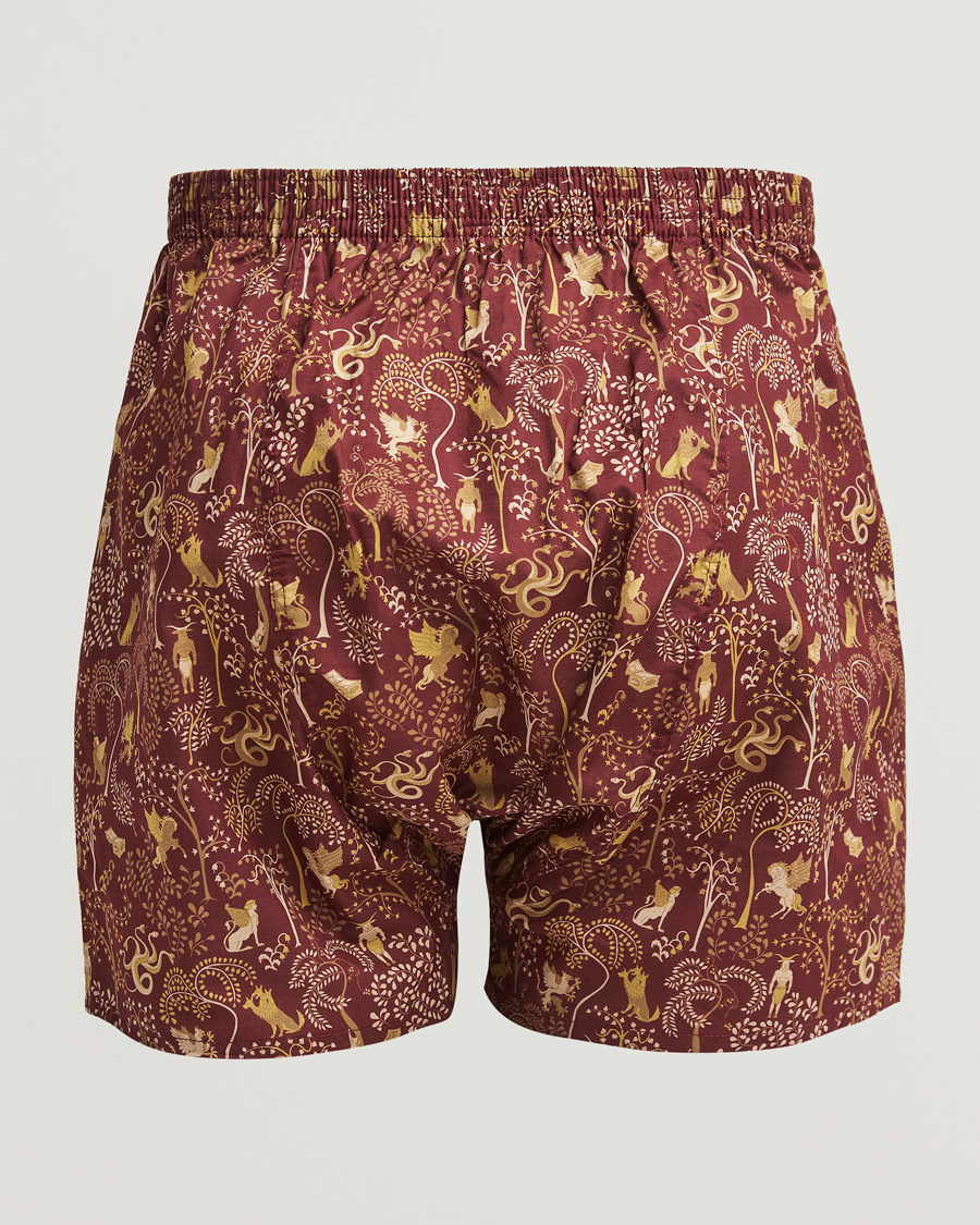 Men | Underwear & Socks | Derek Rose | Classic Fit Woven Cotton Boxer Shorts Burgundy