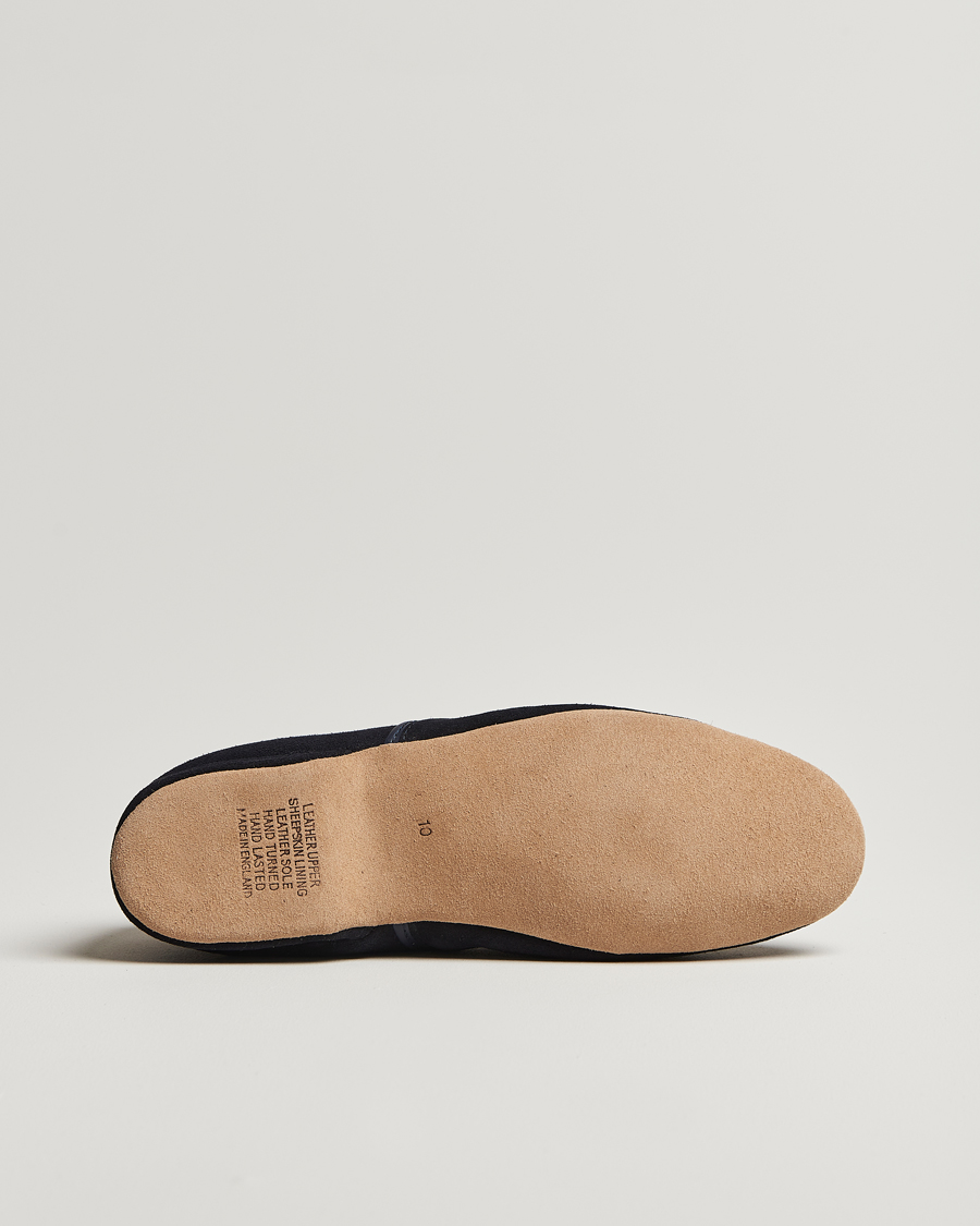 Men | Sandals & Slides | Derek Rose | Crawford Sheepskin Suede Slippers Navy