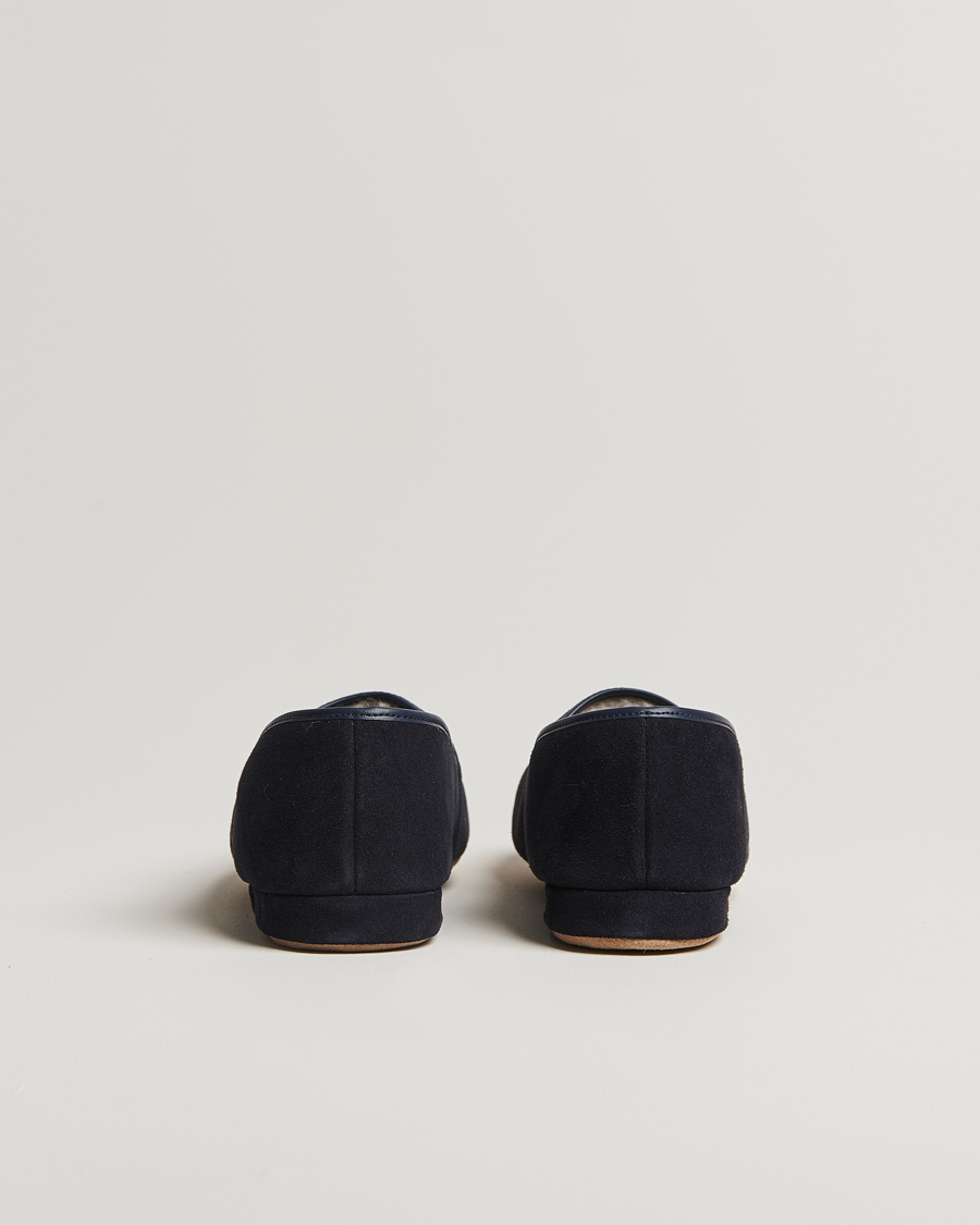 Men | Sandals & Slides | Derek Rose | Crawford Sheepskin Suede Slippers Navy