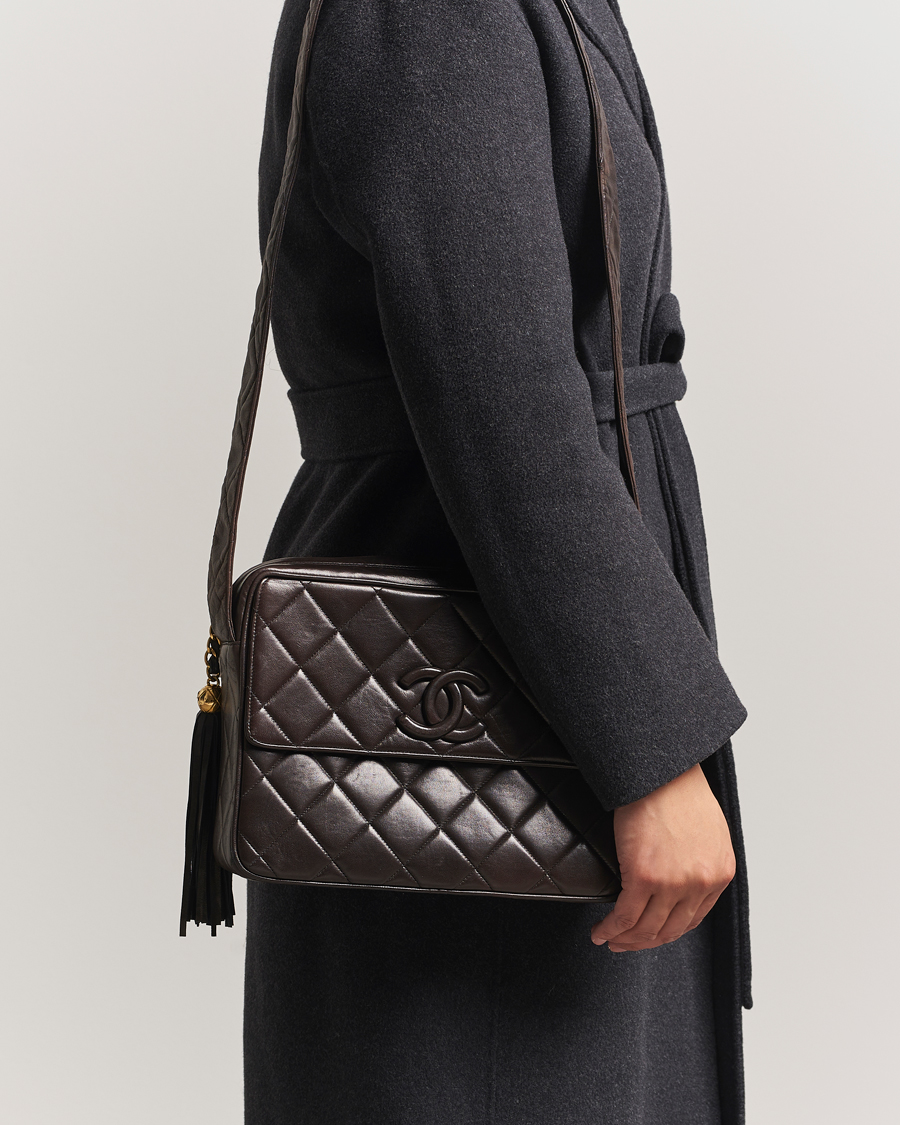 Men | Gifts for Her | Chanel Pre-Owned | Tassel Flap Shoulder Bag Black Lambskin