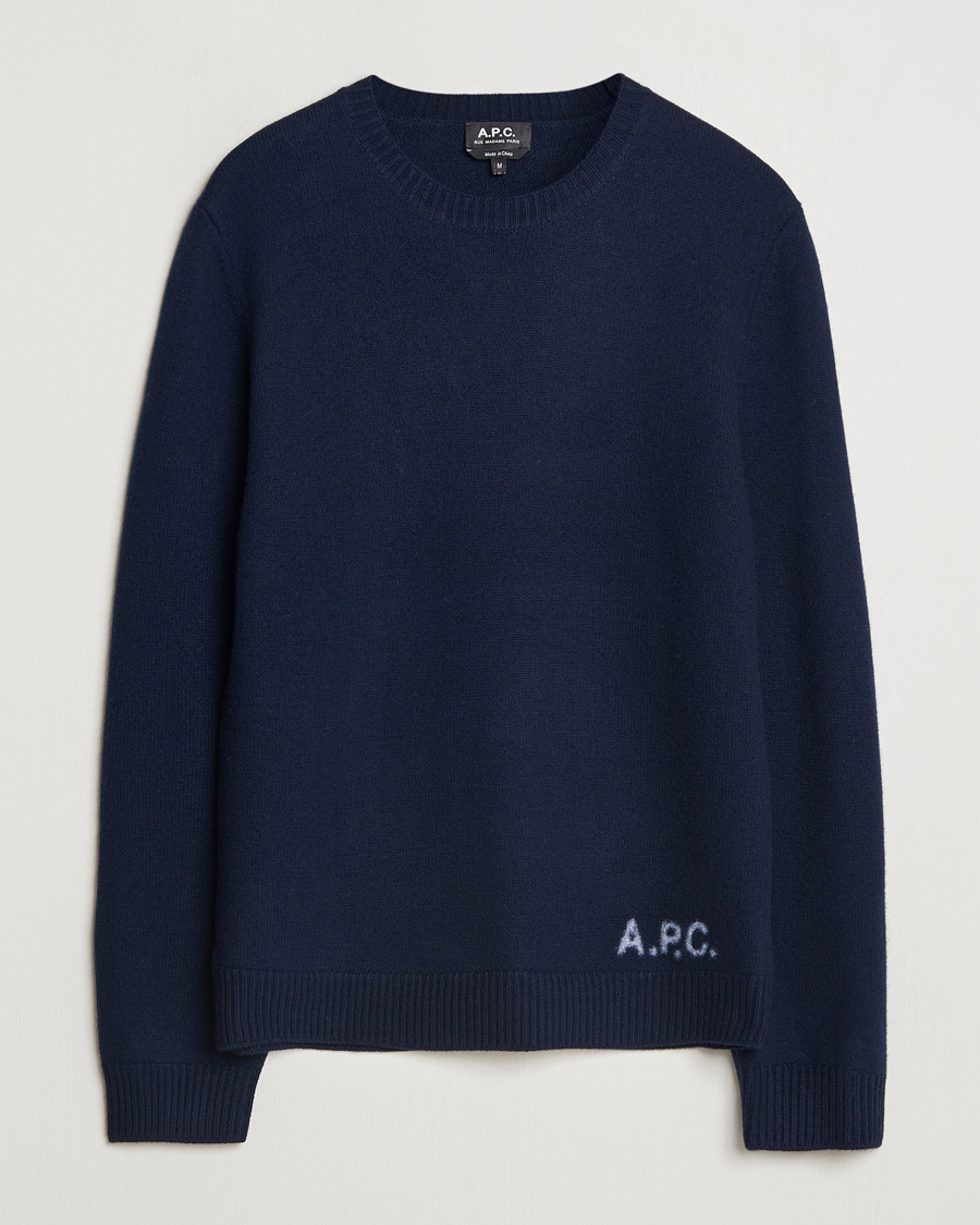 Men | Sweaters & Knitwear | A.P.C. | Edward Wool Knitted Sweater Dark Navy