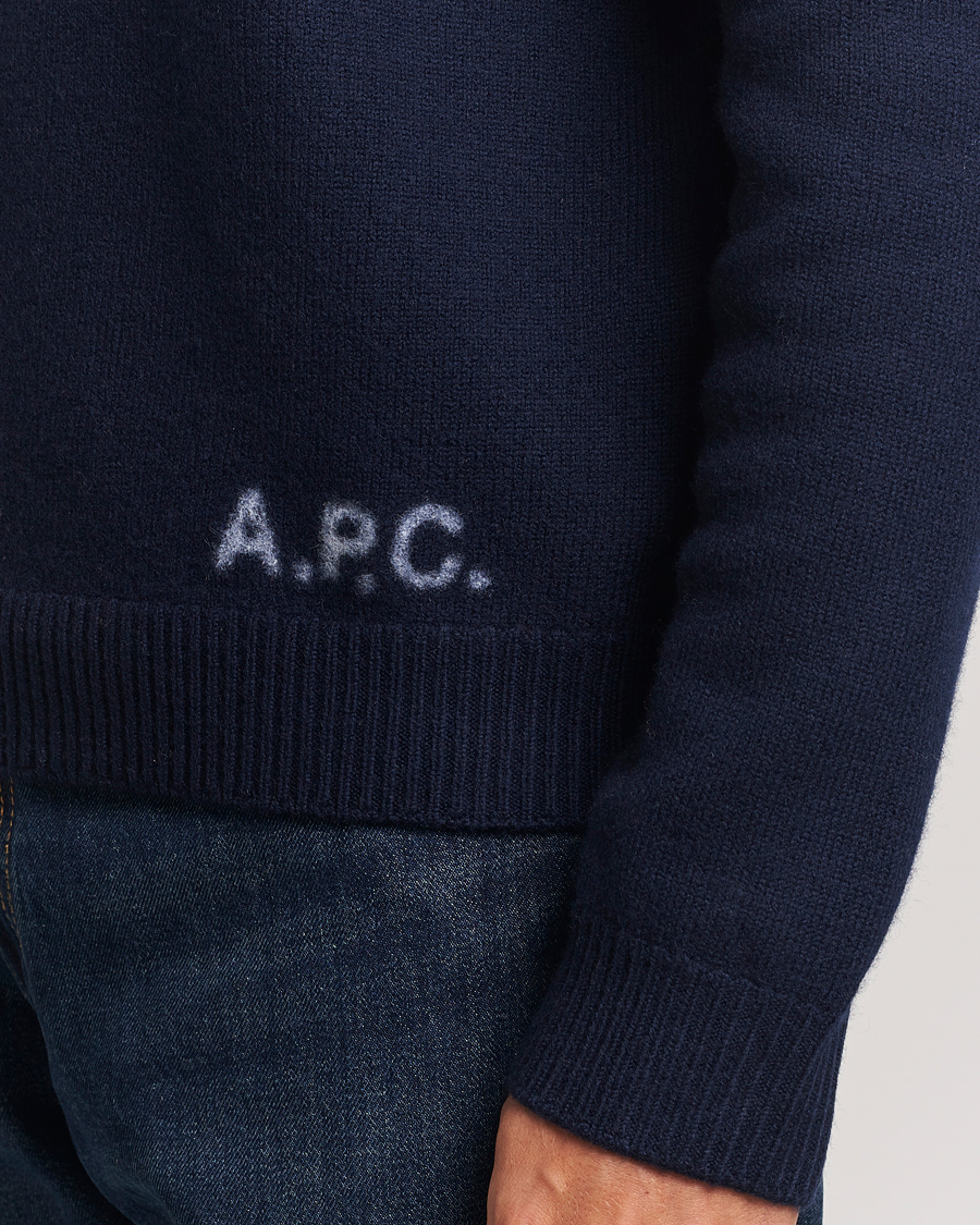 Men | Sweaters & Knitwear | A.P.C. | Edward Wool Knitted Sweater Dark Navy