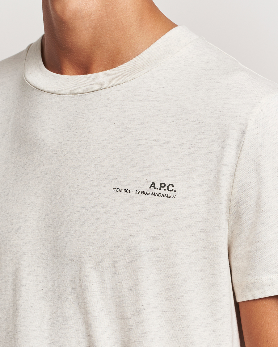 Men | T-Shirts | A.P.C. | Item T-Shirt Ecru Chine