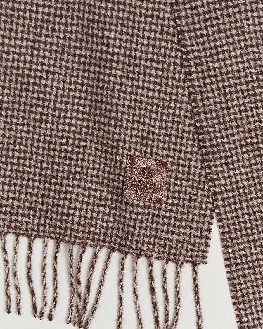 Men | Amanda Christensen Merino Wool Dogtooth Scarf Beige Melange | Amanda Christensen | Merino Wool Dogtooth Scarf Beige Melange