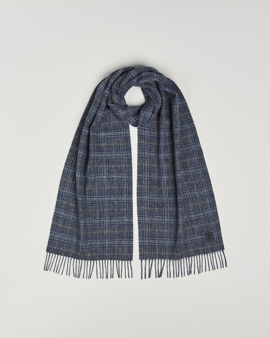 Men | Amanda Christensen Merino Wool Glencheck Scarf Blue | Amanda Christensen | Merino Wool Glencheck Scarf Blue