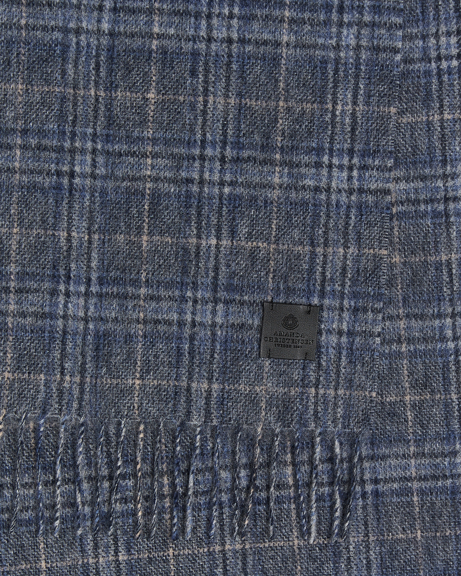 Men | Amanda Christensen Merino Wool Glencheck Scarf Blue | Amanda Christensen | Merino Wool Glencheck Scarf Blue