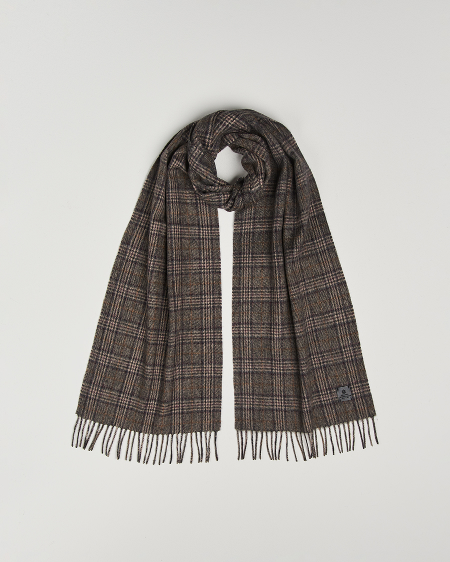 Men | Amanda Christensen Merino Wool Glencheck Scarf Grey | Amanda Christensen | Merino Wool Glencheck Scarf Grey