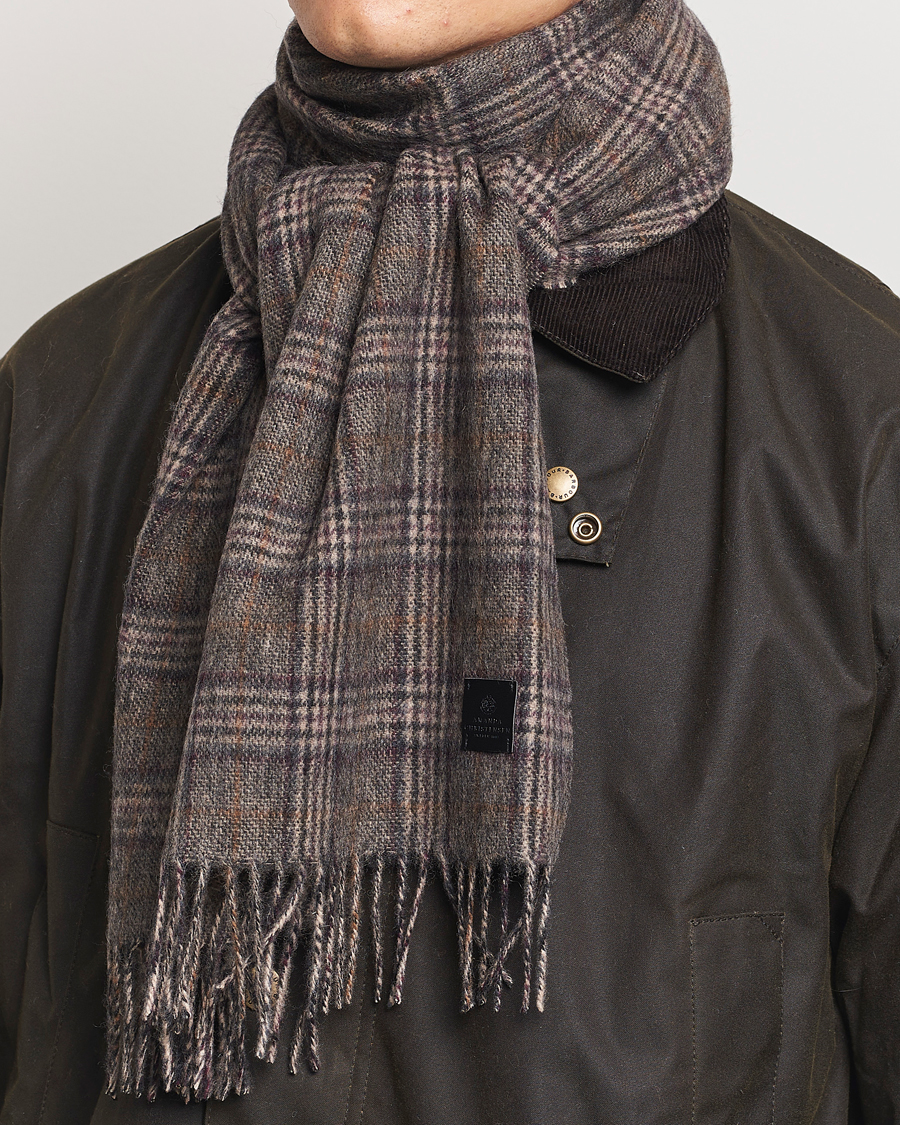 Men | Amanda Christensen Merino Wool Glencheck Scarf Grey | Amanda Christensen | Merino Wool Glencheck Scarf Grey