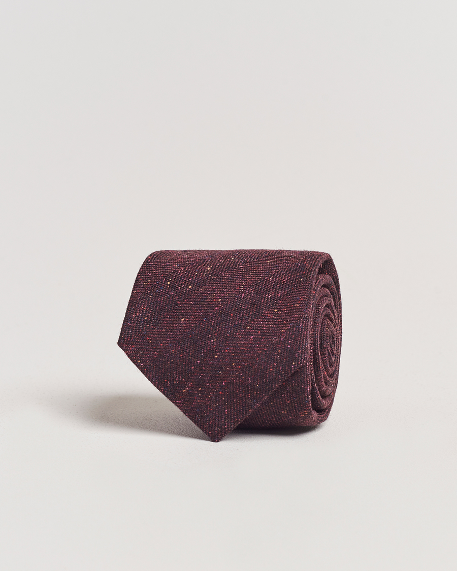 Men | Amanda Christensen Wool Donegal 8cm Tie Wine | Amanda Christensen | Wool Donegal 8cm Tie Wine