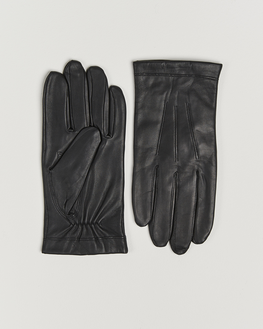 Men | Gloves | Amanda Christensen | Lined Leather Gloves Black