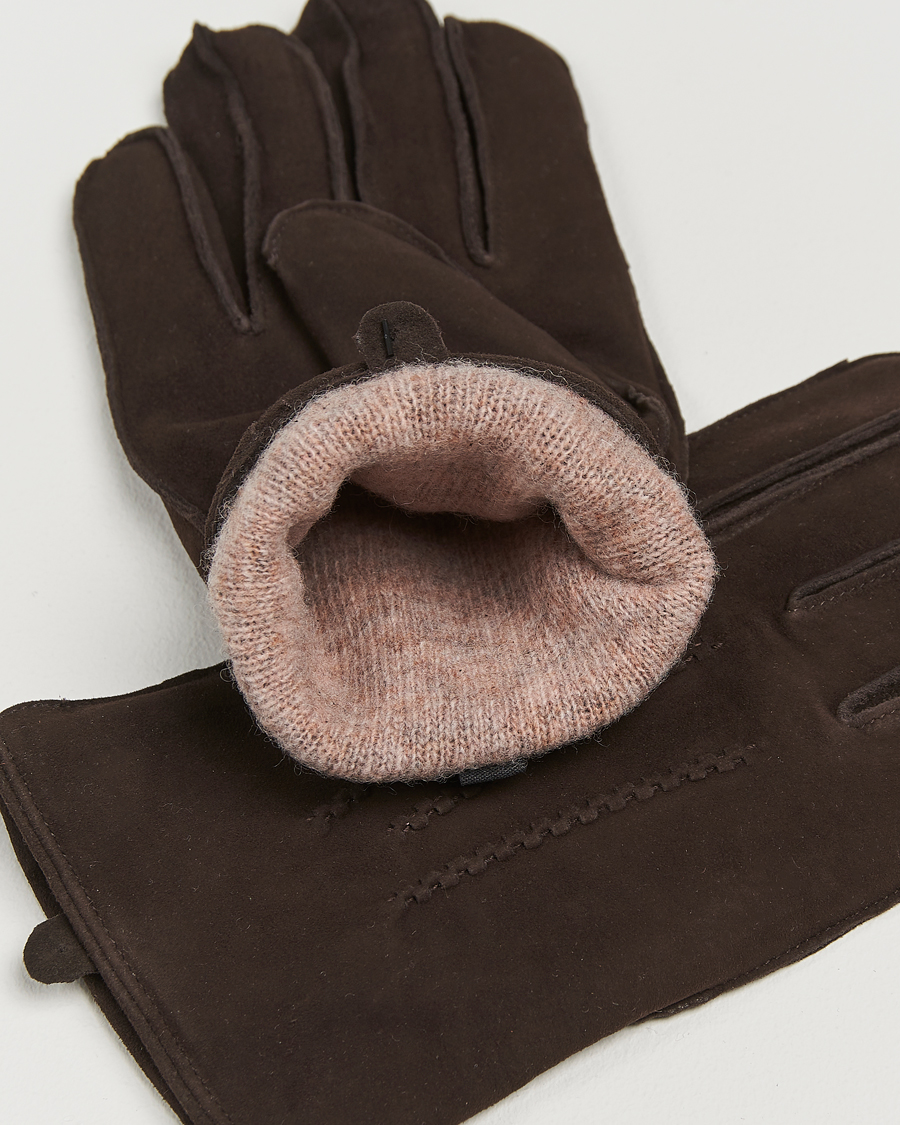 Men | Amanda Christensen Lined Suede Gloves Brown | Amanda Christensen | Lined Suede Gloves Brown