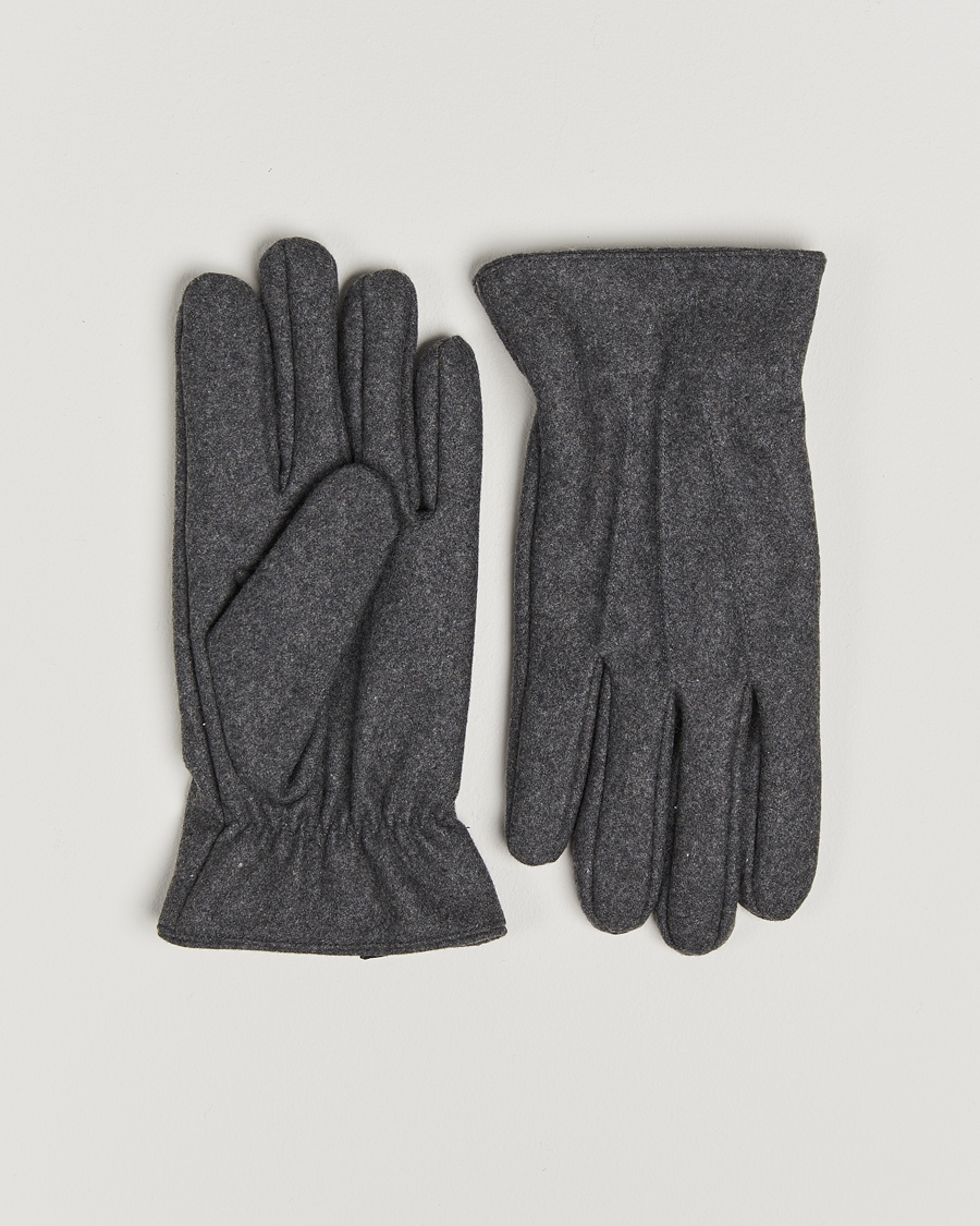Men | Gloves | Amanda Christensen | Lined Wool Gloves Grey Melange