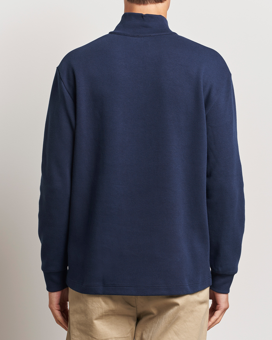 Men | Sweaters & Knitwear | Armor-lux | Camionneur Cotton Half Zip Sweater Deep Marine
