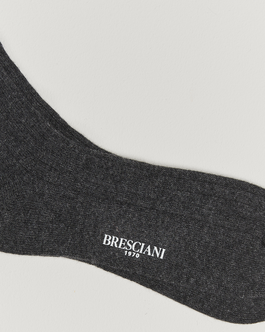 Men | Underwear & Socks | Bresciani | Wool/Cashmere Ribbed Socks Dark Grey