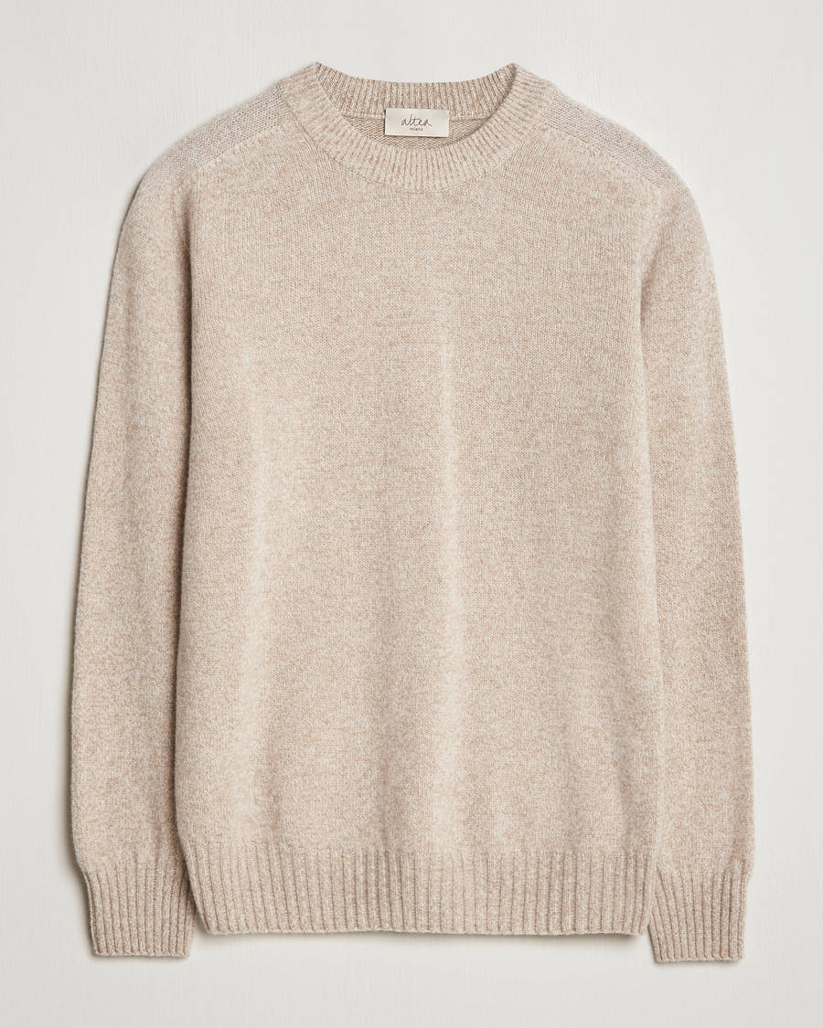Men | Sweaters & Knitwear | Altea | Wool/Cashmere Crew Neck Pullover Beige Melange