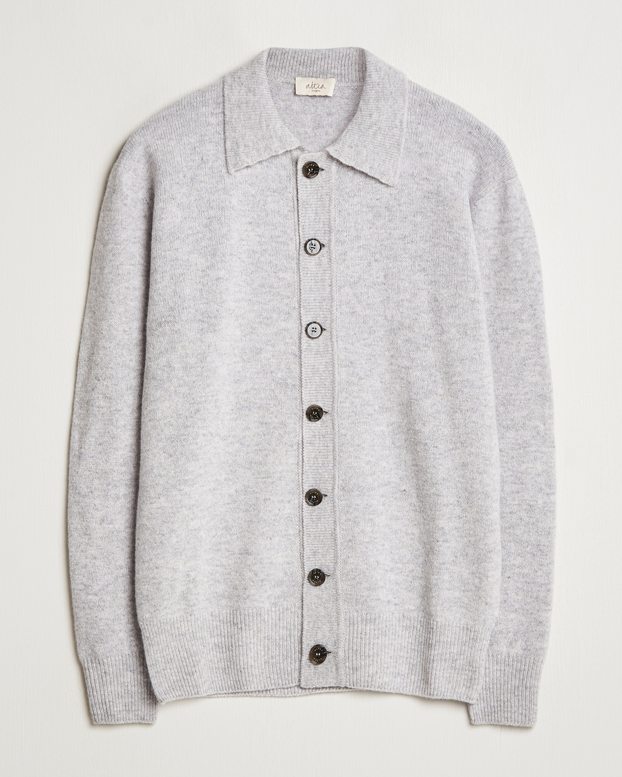 Men | Sweaters & Knitwear | Altea | Shetland Collared Cardigan Light Grey