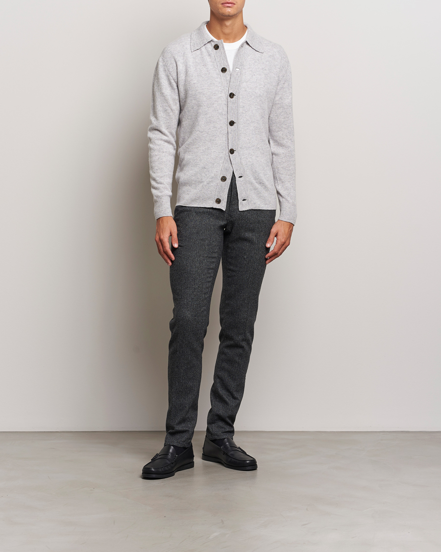 Men | Sweaters & Knitwear | Altea | Shetland Collared Cardigan Light Grey