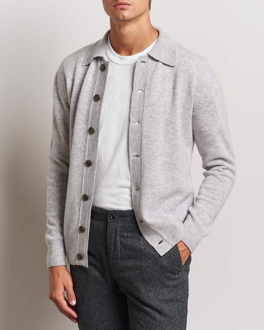 Men | Sweaters & Knitwear | Altea | Shetland Collared Cardigan Light Grey